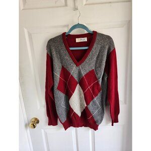 Vintage Pringle Sweater Mens Med?  Argyle print 100% Lambswool Made In Scotland
